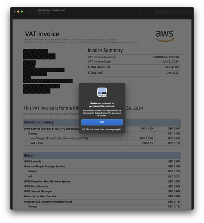 Opening the redaction tool