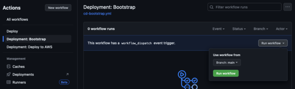 Manually trigger the bootstrap workflow